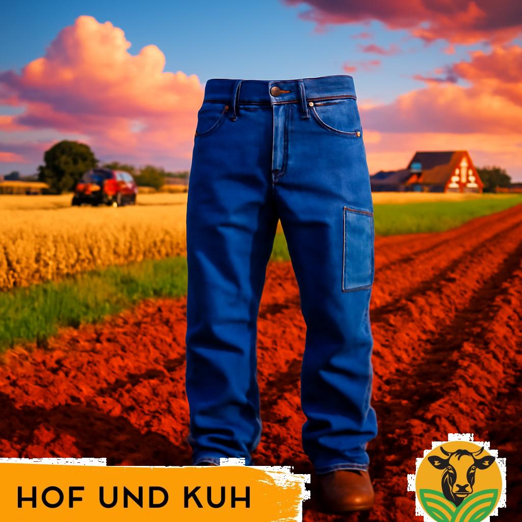 ALT-Text: Robuste Arbeitsjeans für die deutsche Landwirtschaft – strapazierfähige und bequeme Arbeitskleidung für den täglichen Einsatz auf dem Feld.