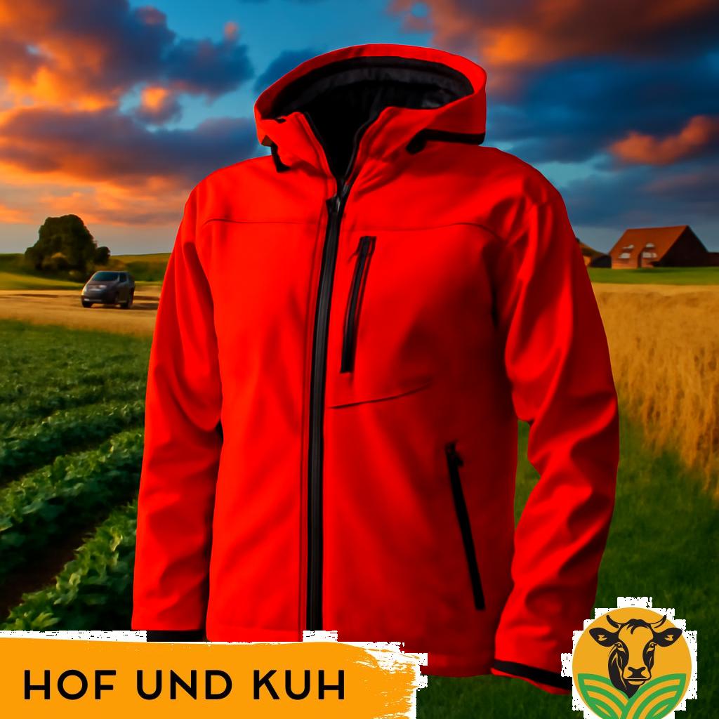 Alt-Text: Winddichte Softshell-Jacken in deutscher Landwirtschaft – robuste und wetterfeste Arbeitskleidung für Landwirte im Feld